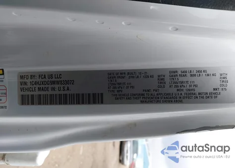 2021 Jeep Wrangler Unlimited Willys 4X4 z USA, uszkodzony, nr VIN 1C4HJXDG9MW833072